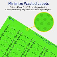 Avery Printable Rectangle Labels, Sure Feed Technology, 1/2" x 1-3/4", Neon Green, 600 labels