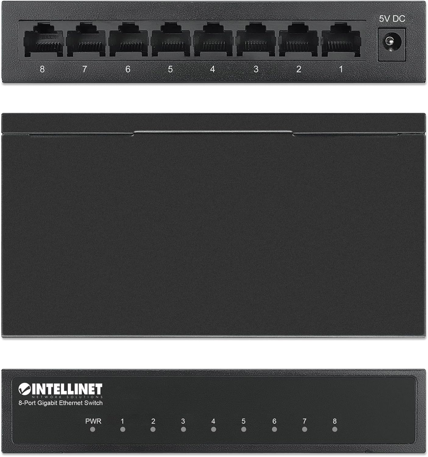 Intellinet 8-Port Gigabit Ethernet Network Switch - Ethernet Splitter - Unmanaged | Plug & Plug | Fanless Metal Housing