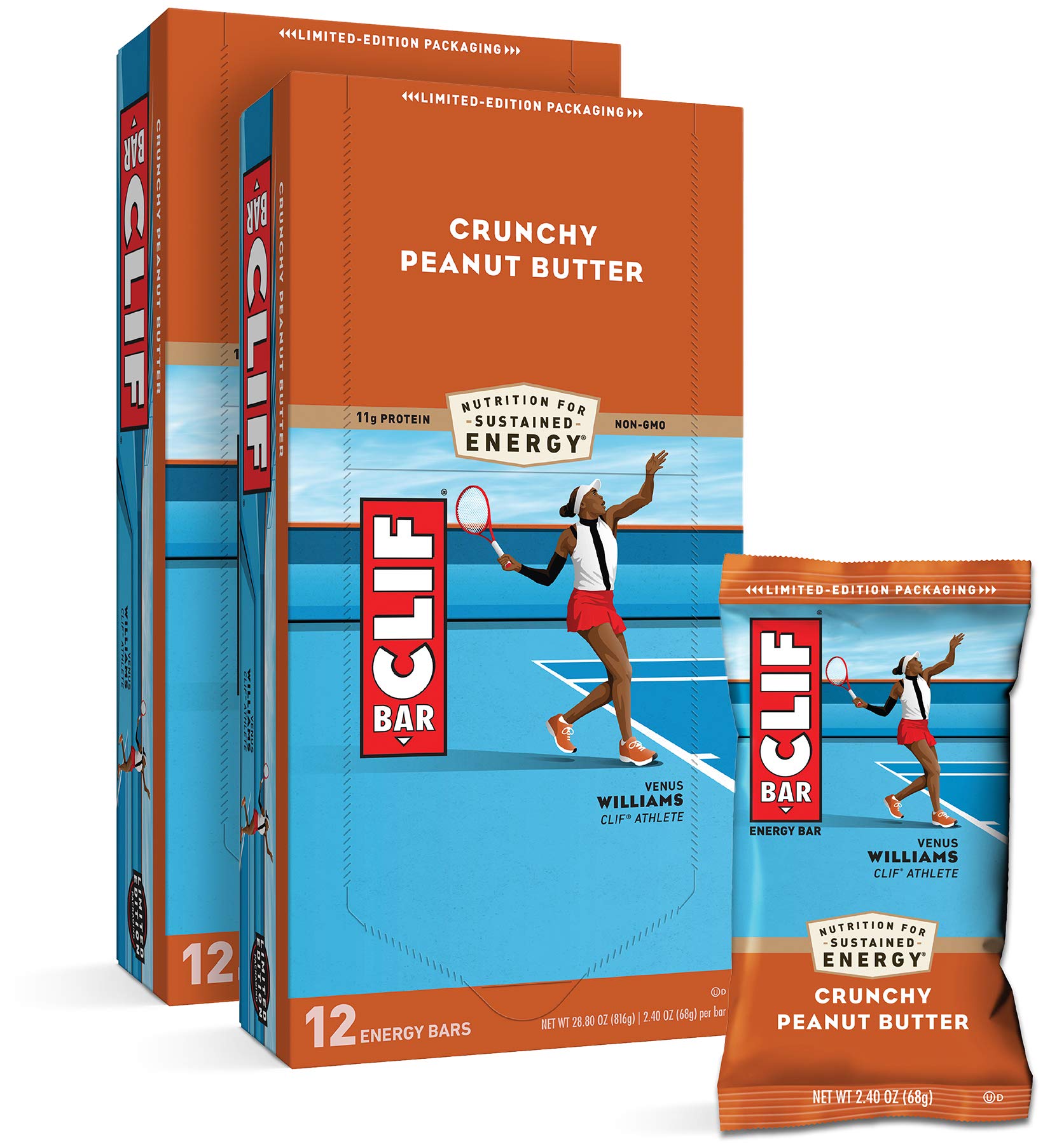 Clif Bars - Energy Bars - Crunchy Peanut Butter - Made with Organic Oats - Plant Based Food - Vegetarian