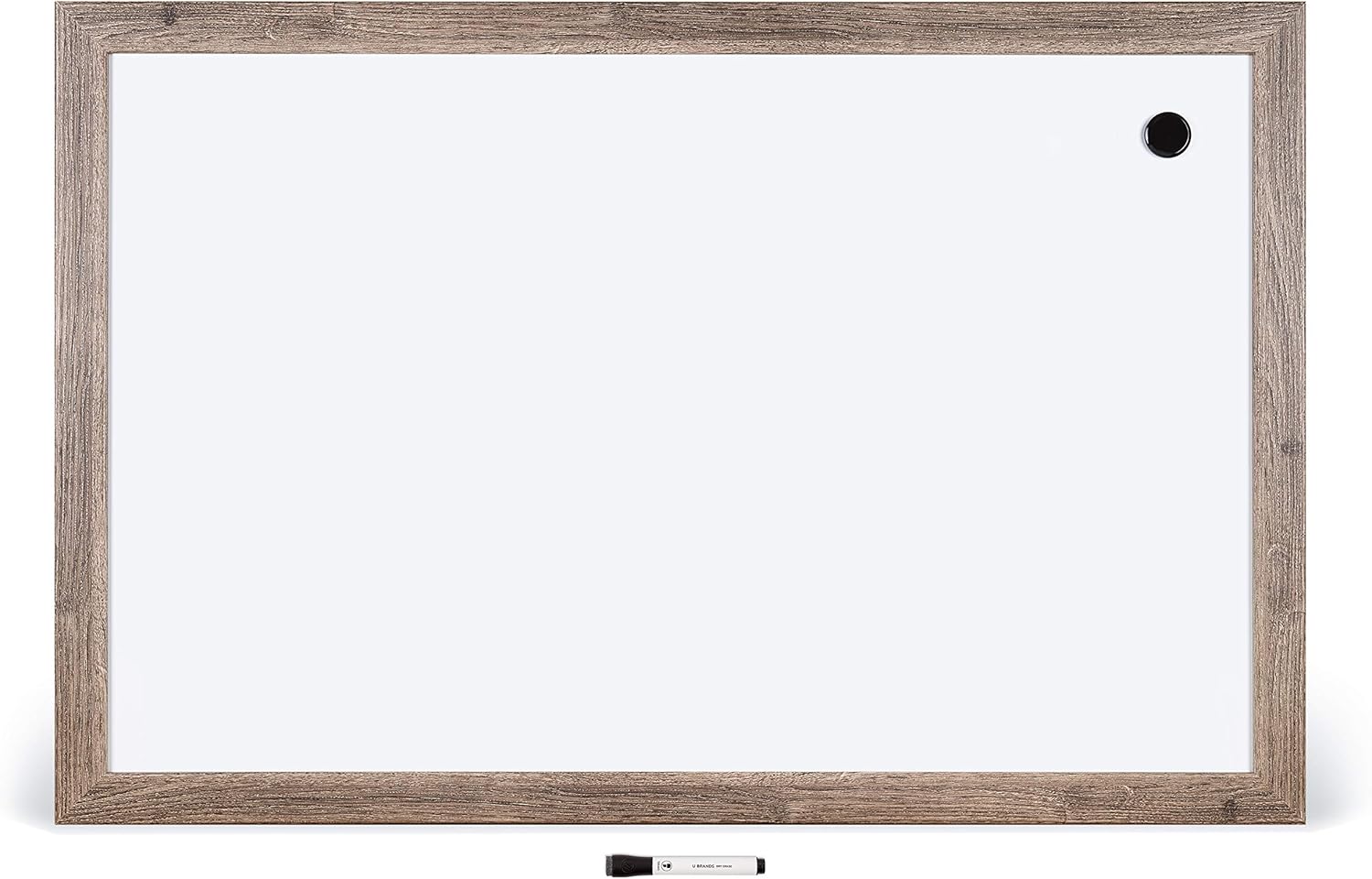 U Brands Decor Magnetic Dry-Erase Board, 36in X 24in, Rustic Wood Frame, Actual Size 35in X 23in (4890U00-01)