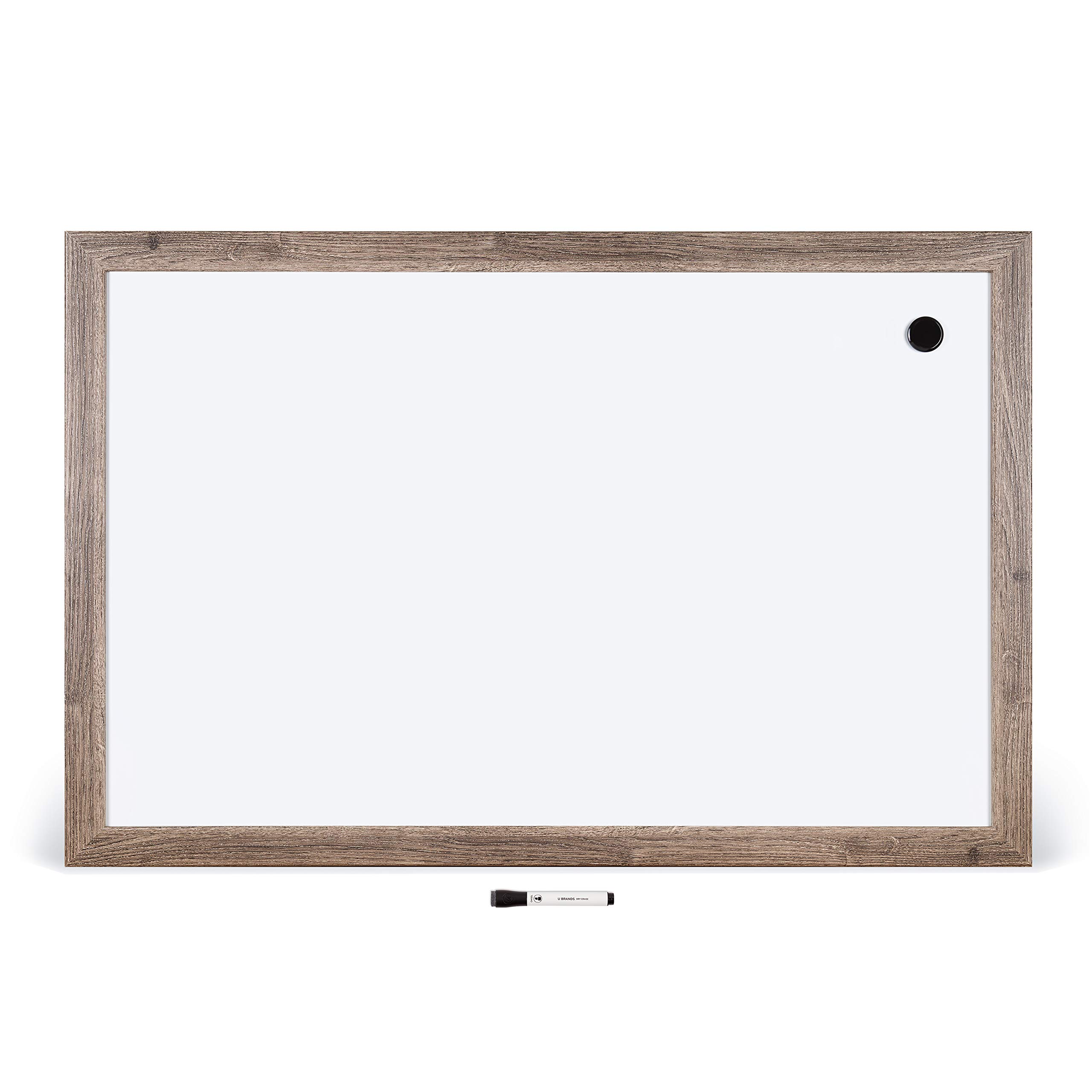 U Brands Decor Magnetic Dry-Erase Board, 36in X 24in, Rustic Wood Frame, Actual Size 35in X 23in (4890U00-01)