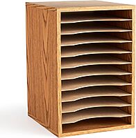Safco Vertical Literature Organizer, 11-Compartment Wood Desktop Sorter
