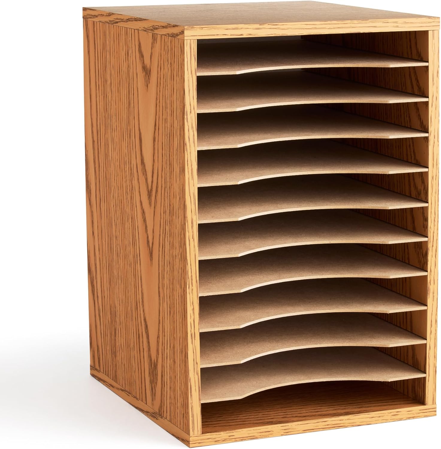 Safco Vertical Literature Organizer, 11-Compartment Wood Desktop Sorter