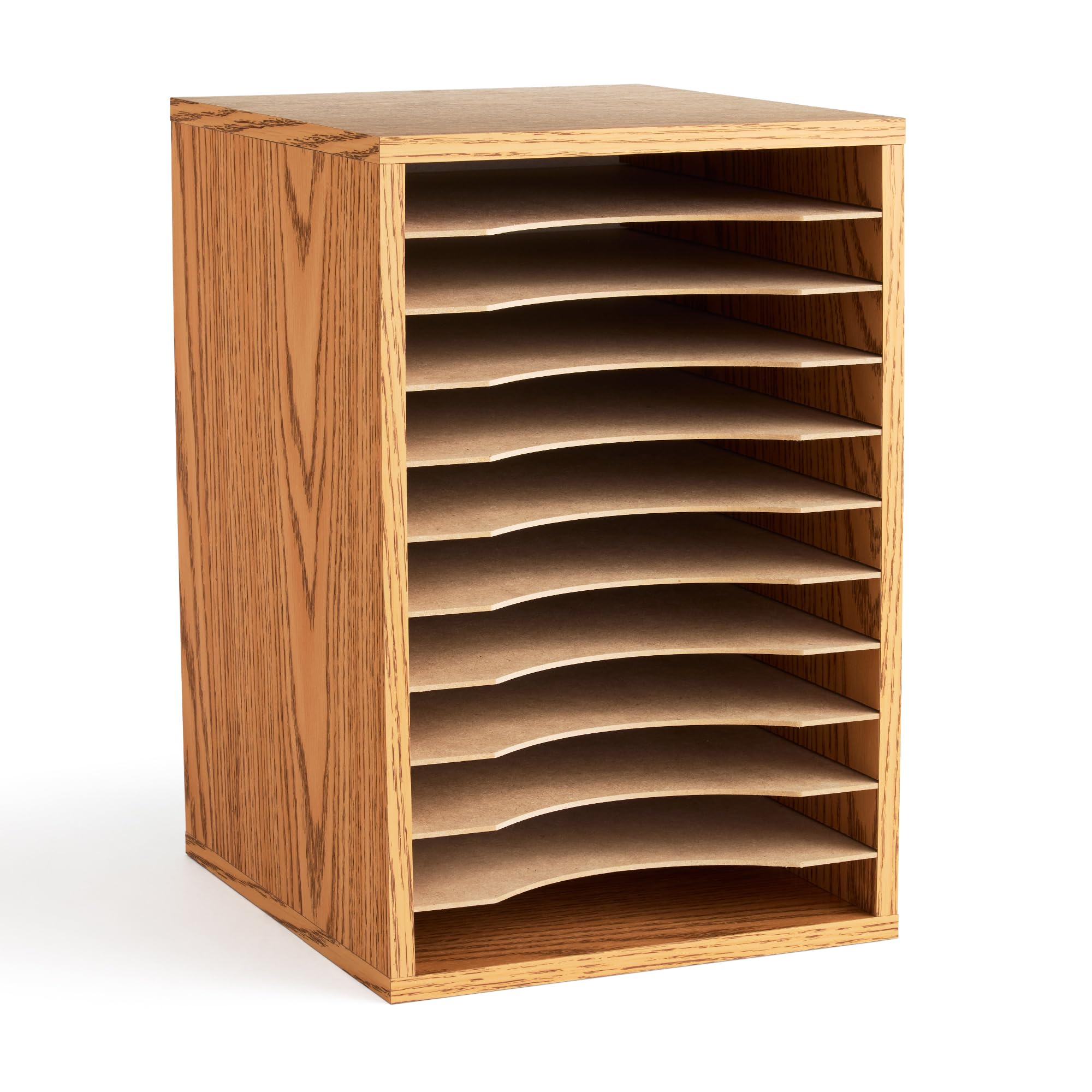Safco Vertical Literature Organizer, 11-Compartment Wood Desktop Sorter
