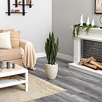Nearly Natural 40-in Artificial Tall Snake Plant Sansevieria, Faux Snake Plant for Indoor Home Decor in Sand Colored Planter Planter, Fake Plant for Office, Living Room, Bedroom