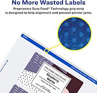 Avery Durable Waterproof Rectangle Labels, Sure Feed Technology, 2.5" x 5", 30 Total, Oil and Tear-Resistant Waterproof Labels, Print-to-The-Edge, Laser/Pigment-Based Inkjet Printable 30 labels
