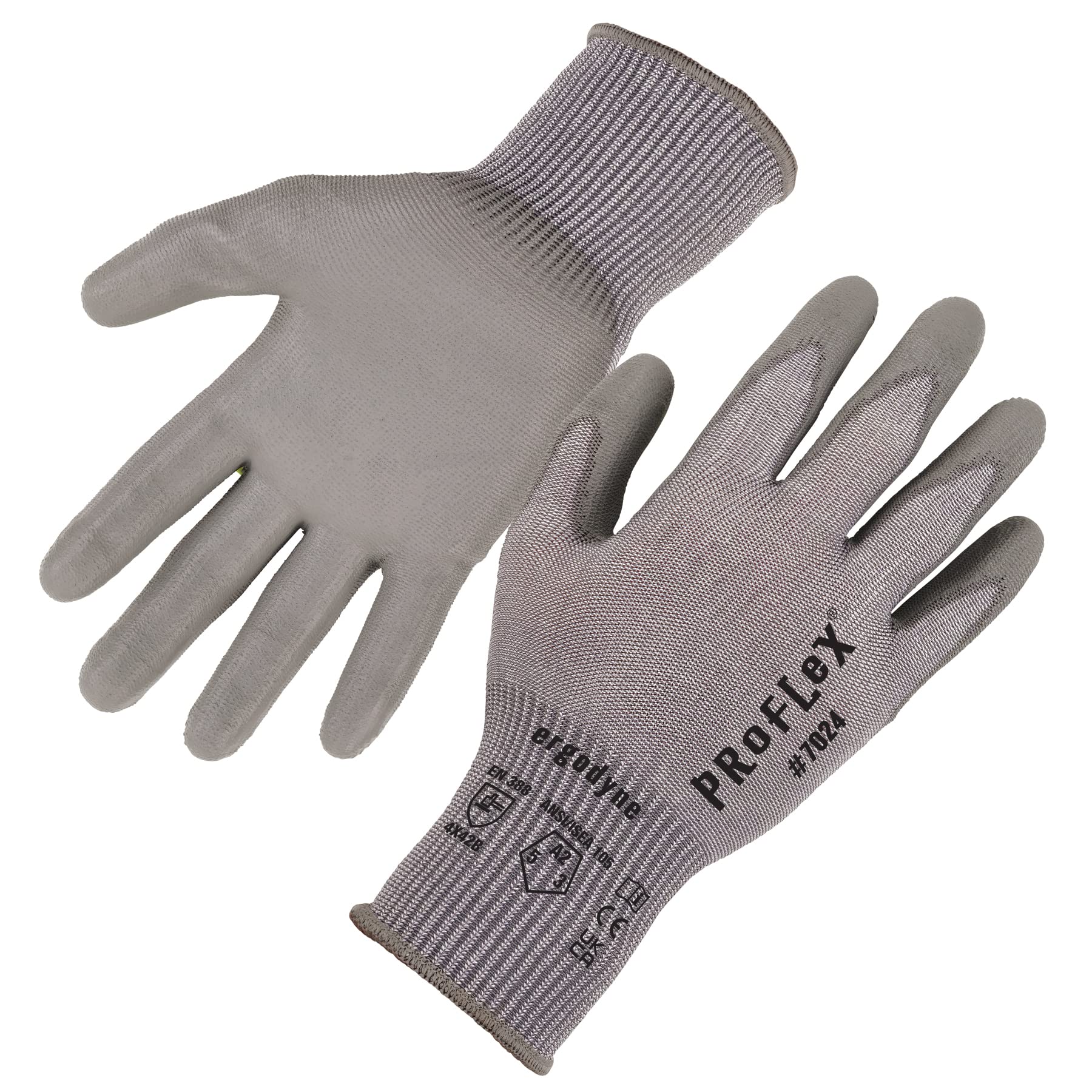 Ergodyne ProFlex 7024 Cut Resistant Work Gloves, ANSI A2, PU Coated Palms