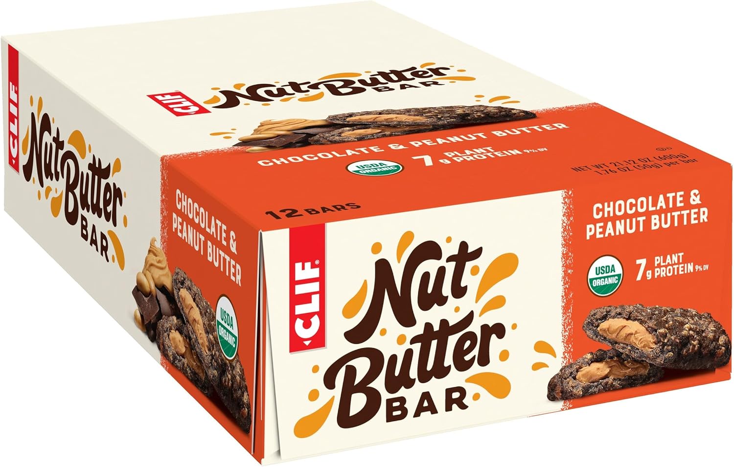 Clif Bar - Nut Butter Bar - Organic Snack Bars - Chocolate Peanut Butter - Organic - Plant Protein
