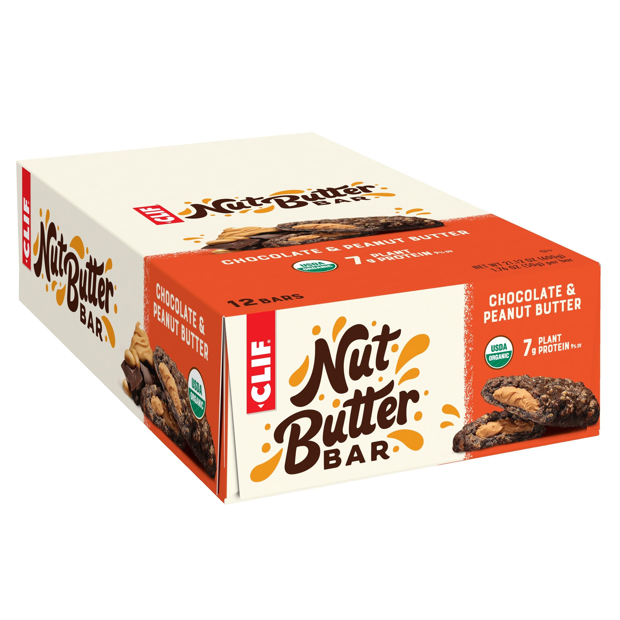 Clif Bar - Nut Butter Bar - Organic Snack Bars - Chocolate Peanut Butter - Organic - Plant Protein