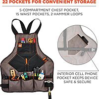 Ergodyne - 13694 Arsenal 5704 Torso Length Work Tool Apron, 22-Pockets, Gray