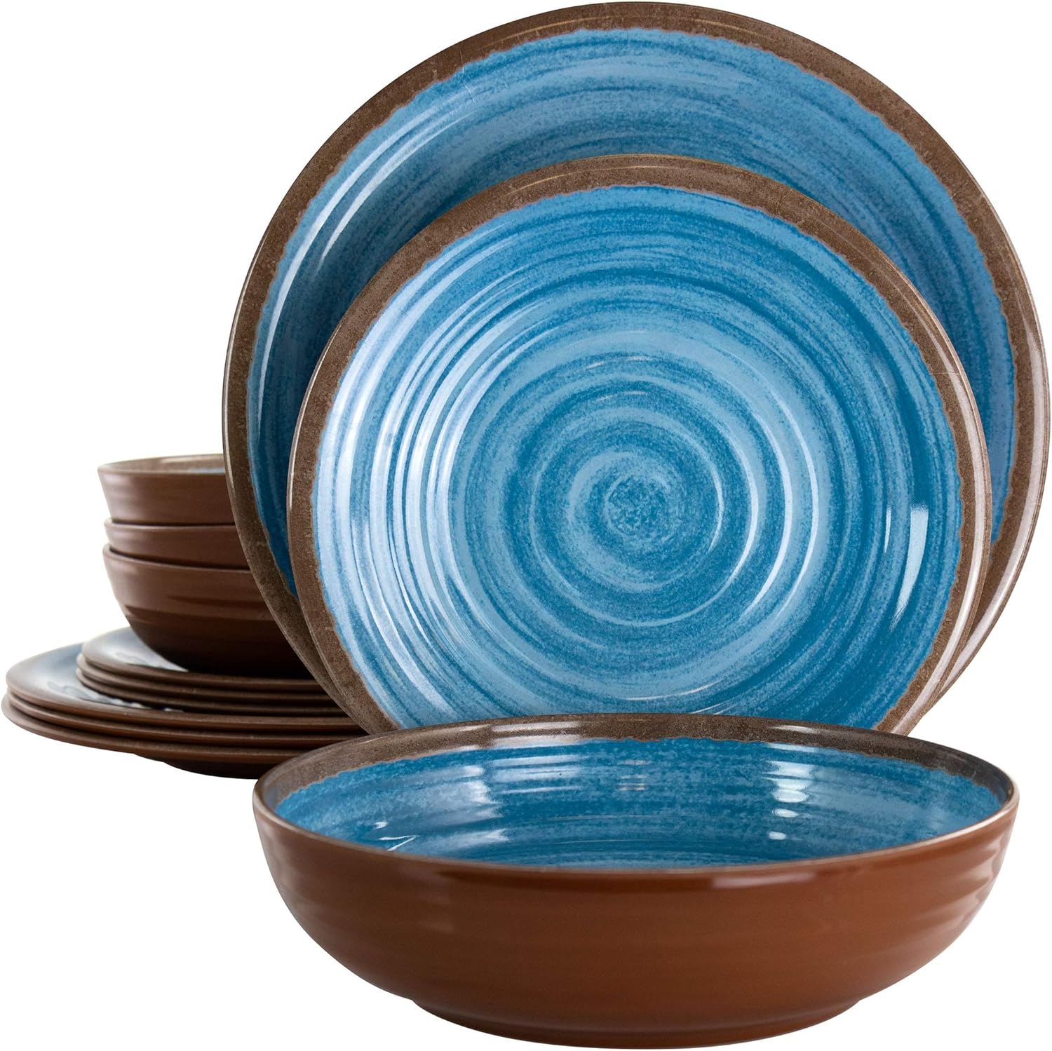 Elama 12-Piece Lightweight Melamine Dinnerware Set