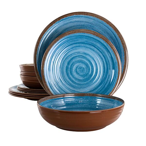 Elama 12-Piece Lightweight Melamine Dinnerware Set