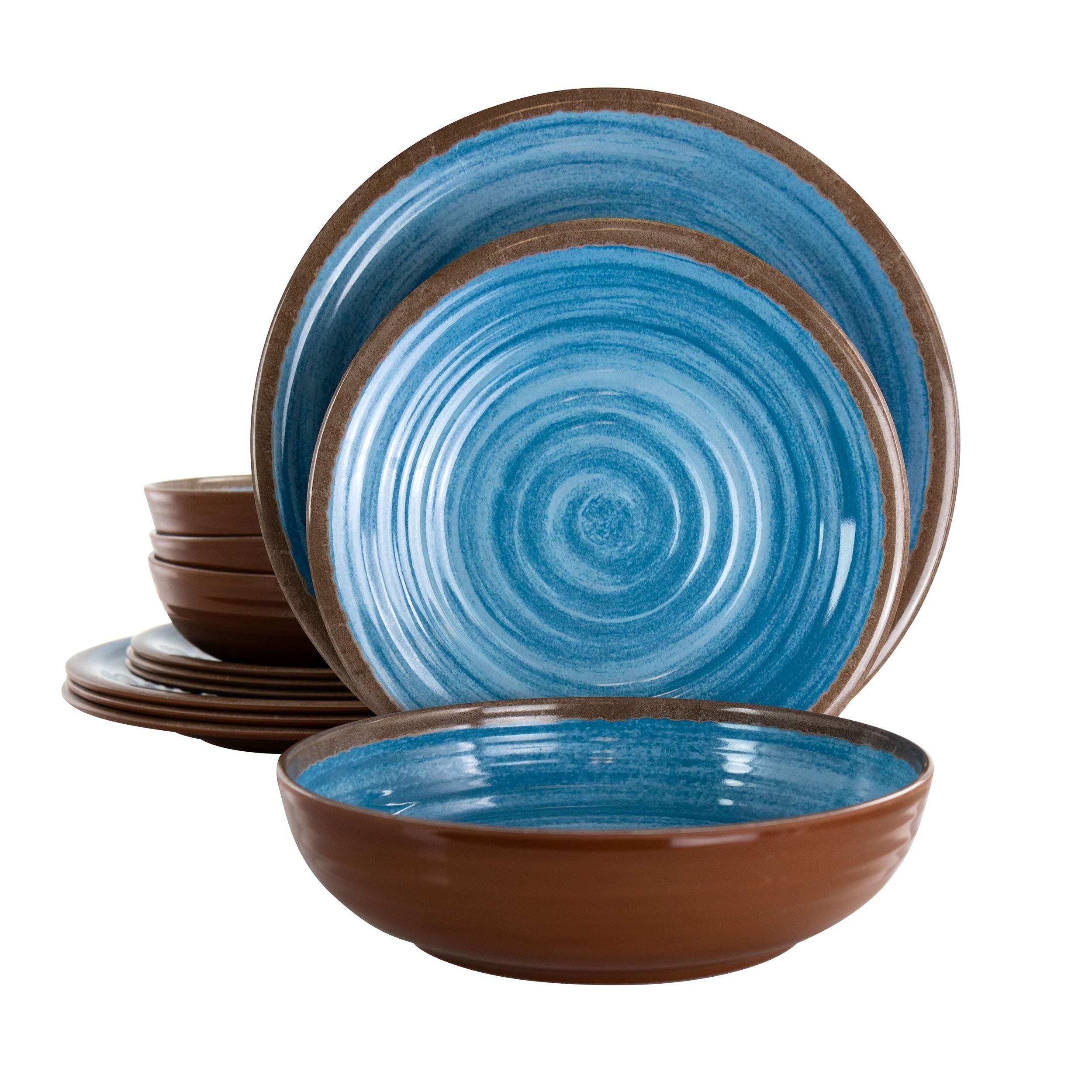 Elama 12-Piece Lightweight Melamine Dinnerware Set
