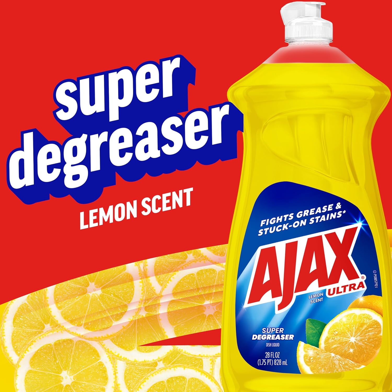 Ajax Dishwashing Detergent, Lemon Scent, 28 Oz Bottle, Case Of 9