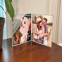 Azar Displays 107726-2PK Clear Acrylic 4x6 Double Photo Frame Side by Side - Modern Dual-Sided Picture Display, 2-Pack