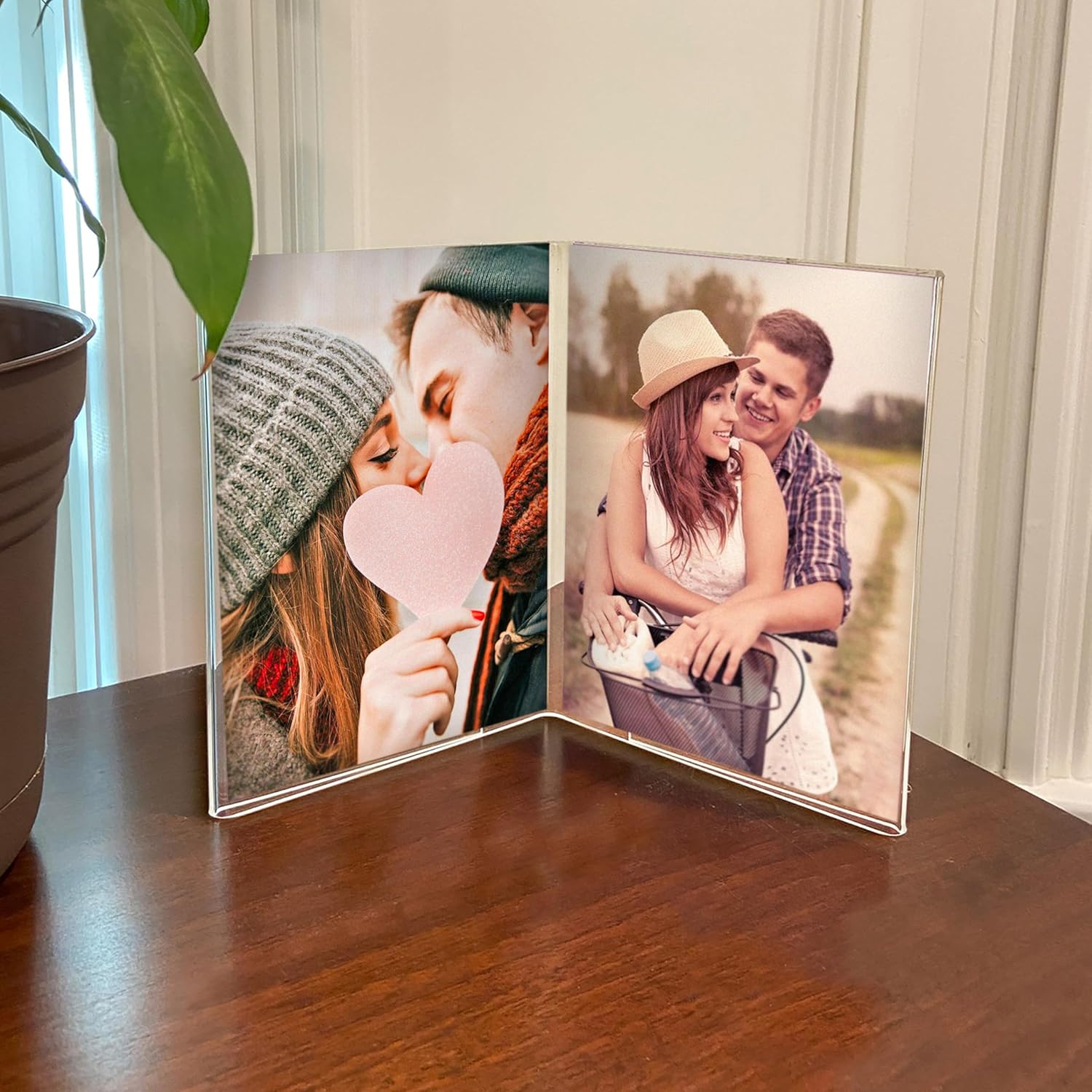 Azar Displays 107726-2PK Clear Acrylic 4x6 Double Photo Frame Side by Side - Modern Dual-Sided Picture Display, 2-Pack