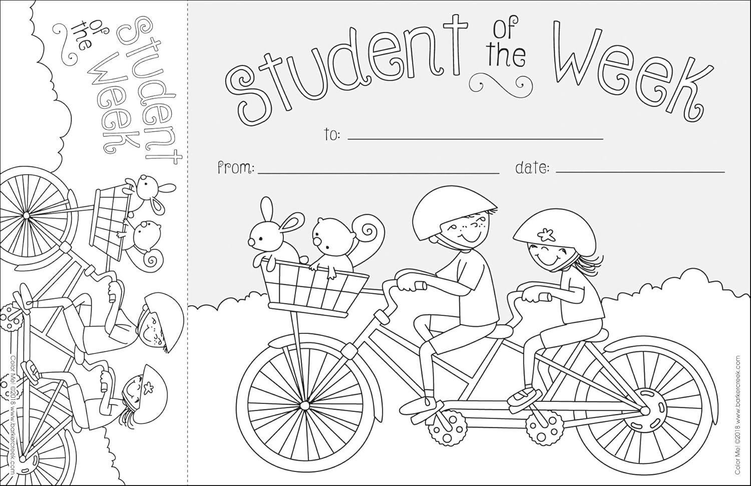 BARKER CREEK Recognition Awards and Bookmarks, Color Me Student of The Week, Awards are 6-3/8" x 5-1/2"