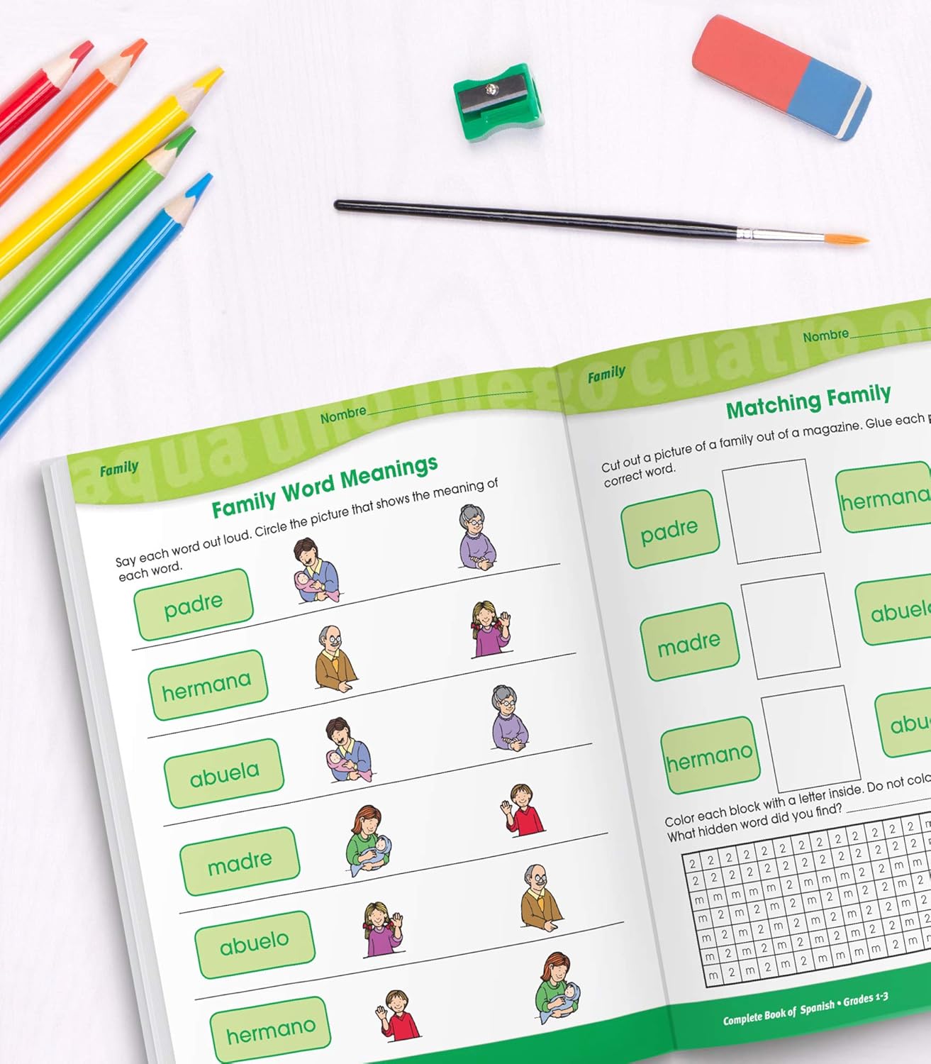 Complete Book of Spanish Workbook for Kids, Grades 1-3 Spanish Learning, Basic Spanish Vocabulary, Alphabet, Numbers, Colors
