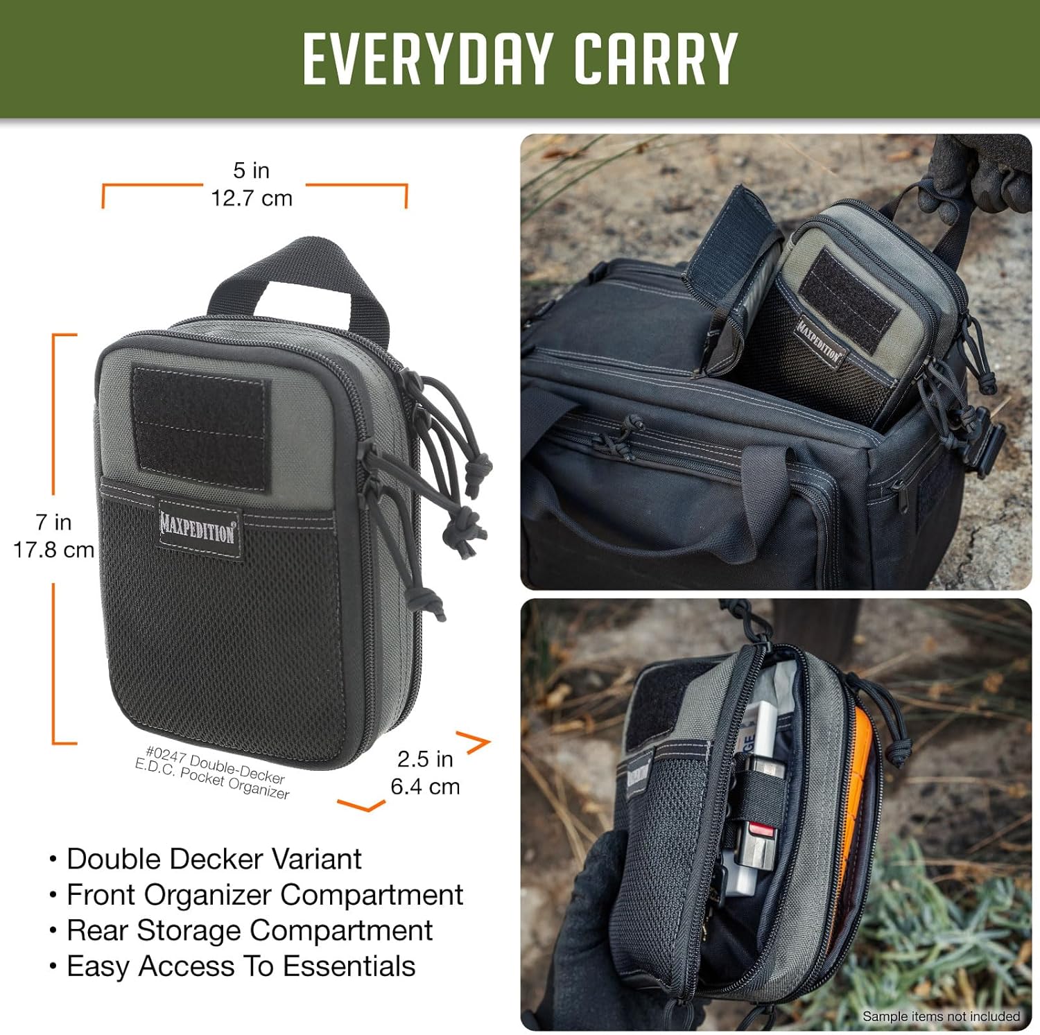 MAXPEDITION Double-Decker EDC Pocket Organizer (5” x 2.5” x 7”)