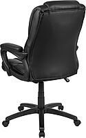 Flash Furniture Fundamentals Big & Tall Swivel LeatherSoft Office and Gaming Chair, Ergonomic Office Chair with Padded Armrests and Adjustable Height, Black