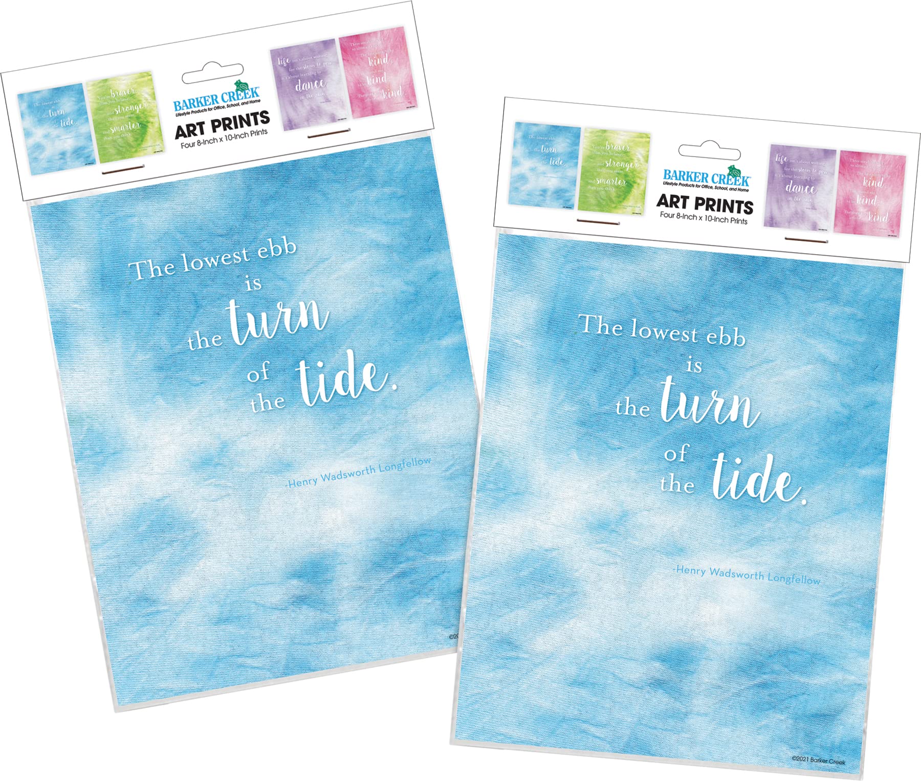 Barker Creek Art Prints Set of 8, Dancing in The Rain, Set of Inspirational Art Prints from Barker Creek's Tie-Dye and Ombré