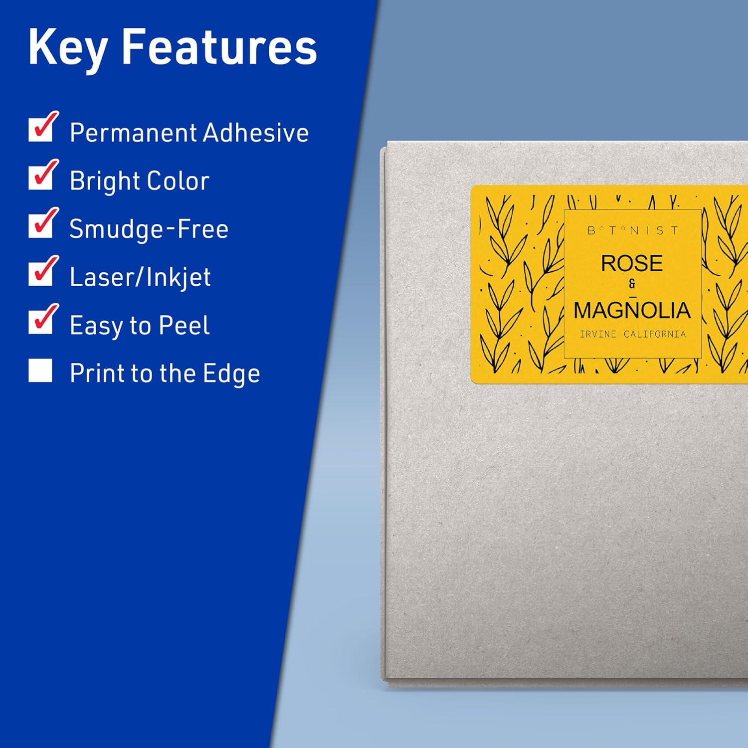 Avery Printable Rectangle Labels, Sure Feed Technology, 5" x 8-1/8", Bright Yellow, Laser/Inkjet Printable