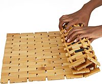 Mind Reader Bath Mat, Shower Mat, Bathtub Mat, Bathroom Accessory, Wood/Rayon from Bamboo, 23.5"L x 16.5"W x 0.4"H, Brown