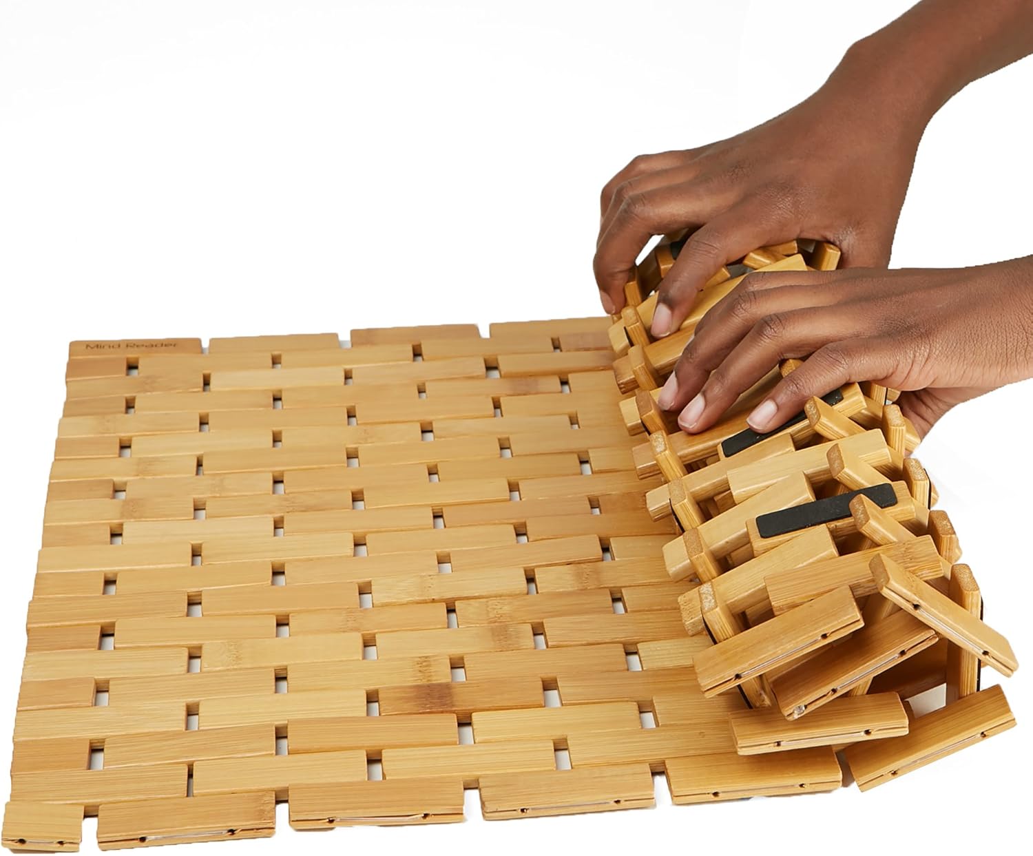 Mind Reader Bath Mat, Shower Mat, Bathtub Mat, Bathroom Accessory, Wood/Rayon from Bamboo, 23.5"L x 16.5"W x 0.4"H, Brown