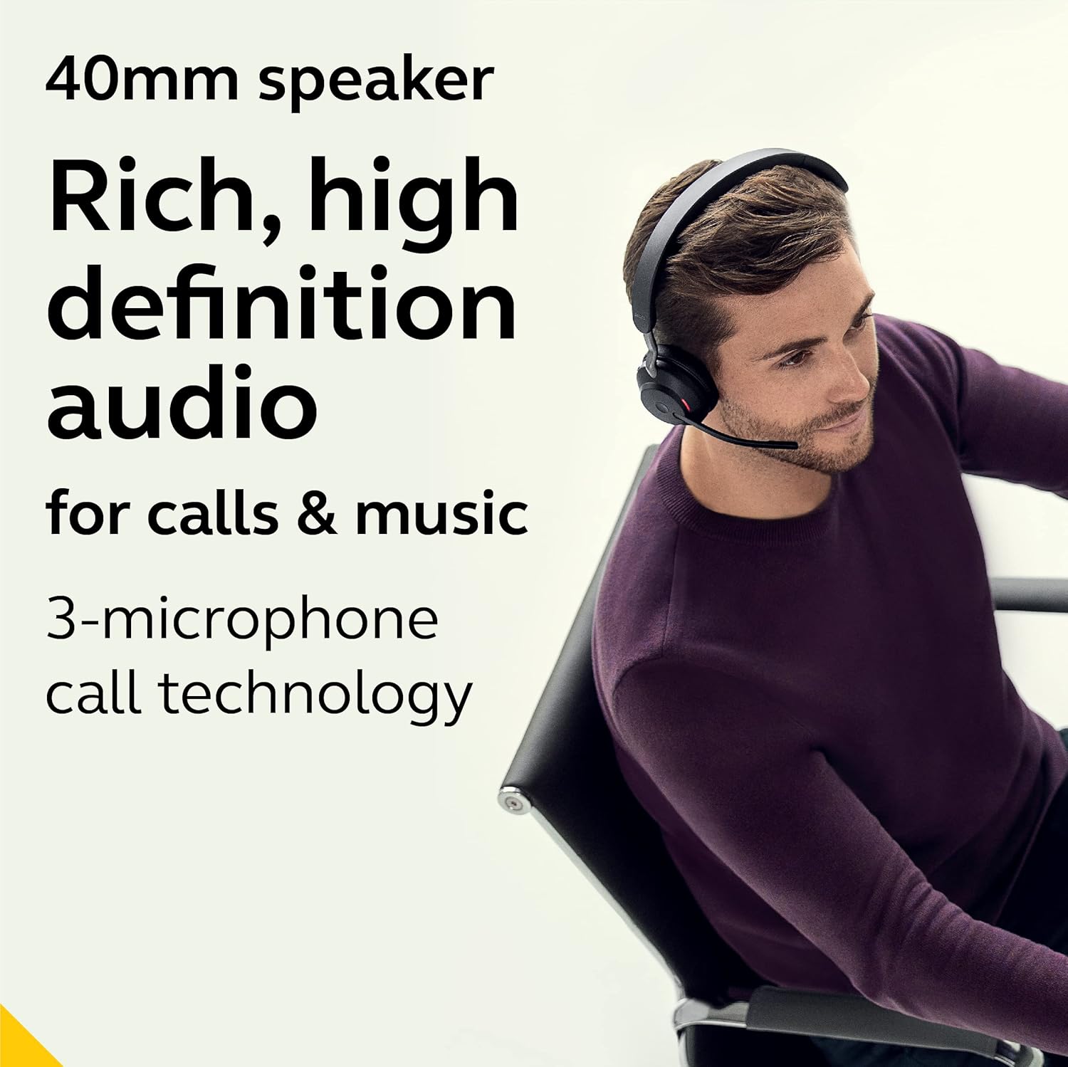 Jabra Evolve2 65 Wireless Headset On-Ear Bluetooth Headphones for Calls and Music