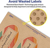 Avery Kraft Brown Oval Labels, Sure Feed Technology, 4.25" x 3.25", 60 Kraft Brown Labels, Print-to-The-Edge, Laser/Inkjet Printable 60 labels