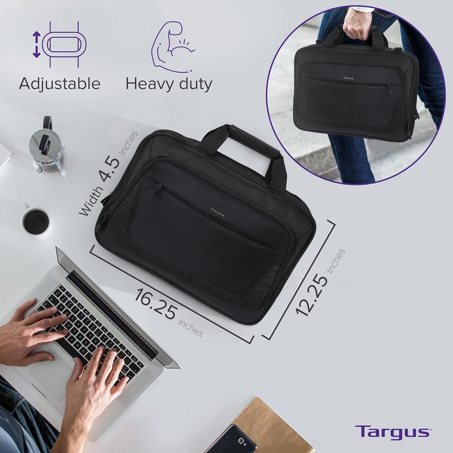 Targus CityLite Laptop Briefcase Shoulder Messenger Bag for 15.6-Inch Laptop, Black (TBT053US) 15.6 inch