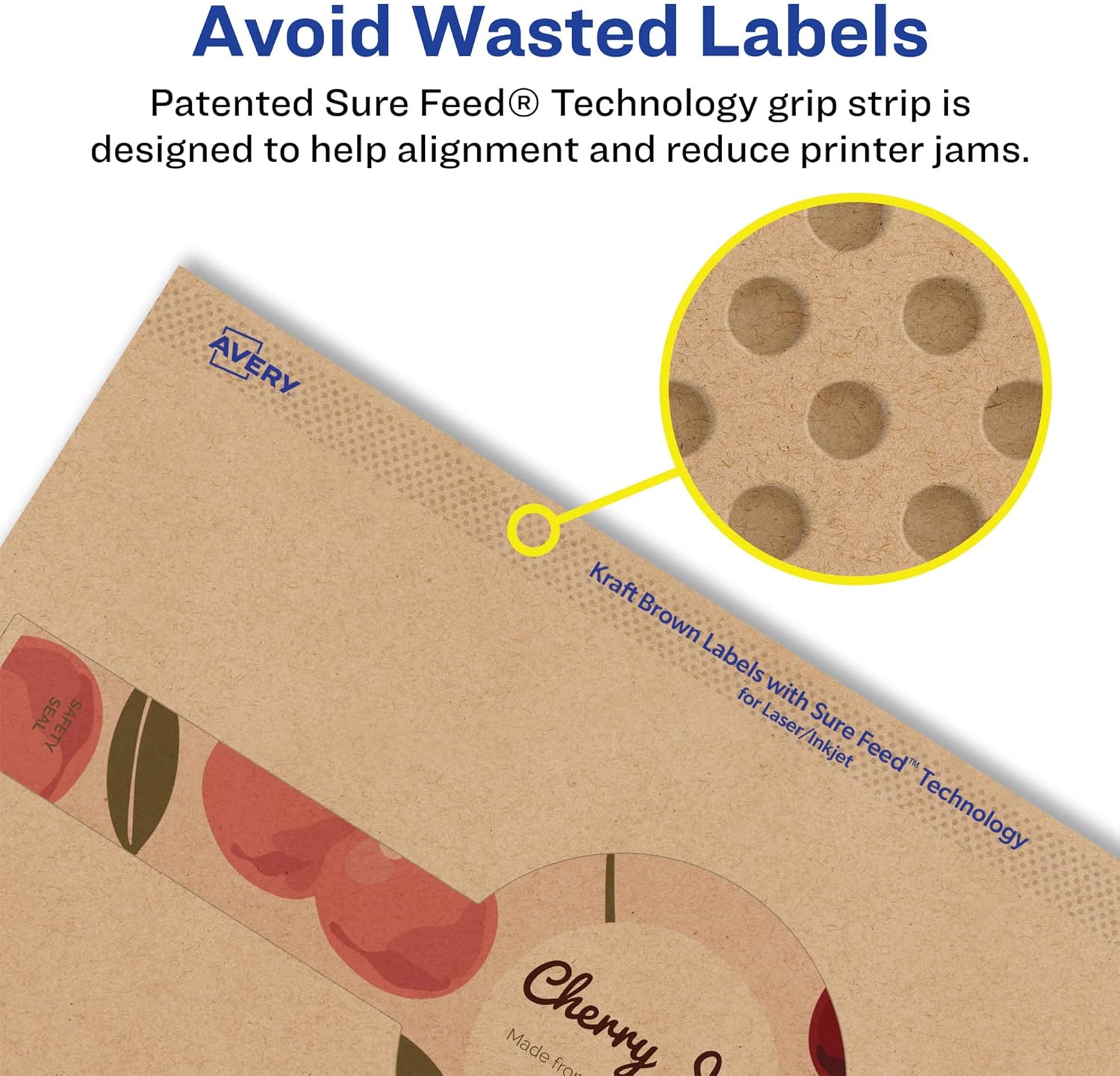 AVERY Kraft Brown Wraparound Band Labels, Sure Feed Technology, 2-3/8" x 8"