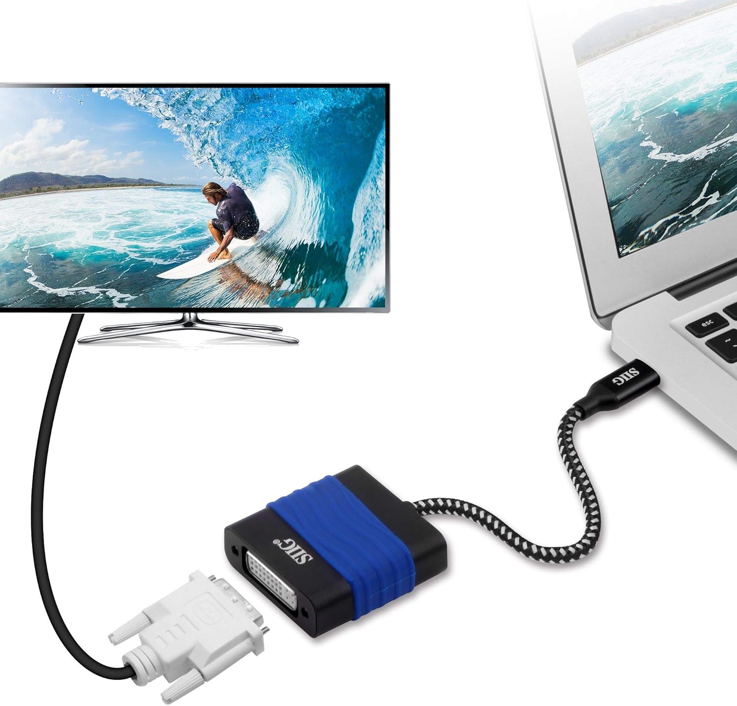 SIIG USB Type C to DVI Adapter - Thunderbolt 3 DisplayPort Alternate Mode Compatible for MacBook Pro