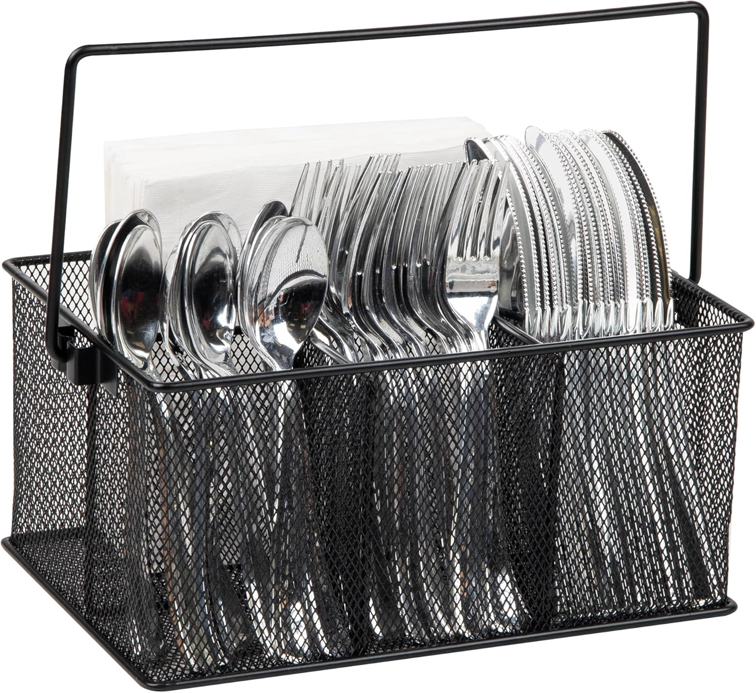 Mind Reader Utensil Holder, Silverware Organizer Caddy, Metal Mesh, 10L x 7W x 4.75H