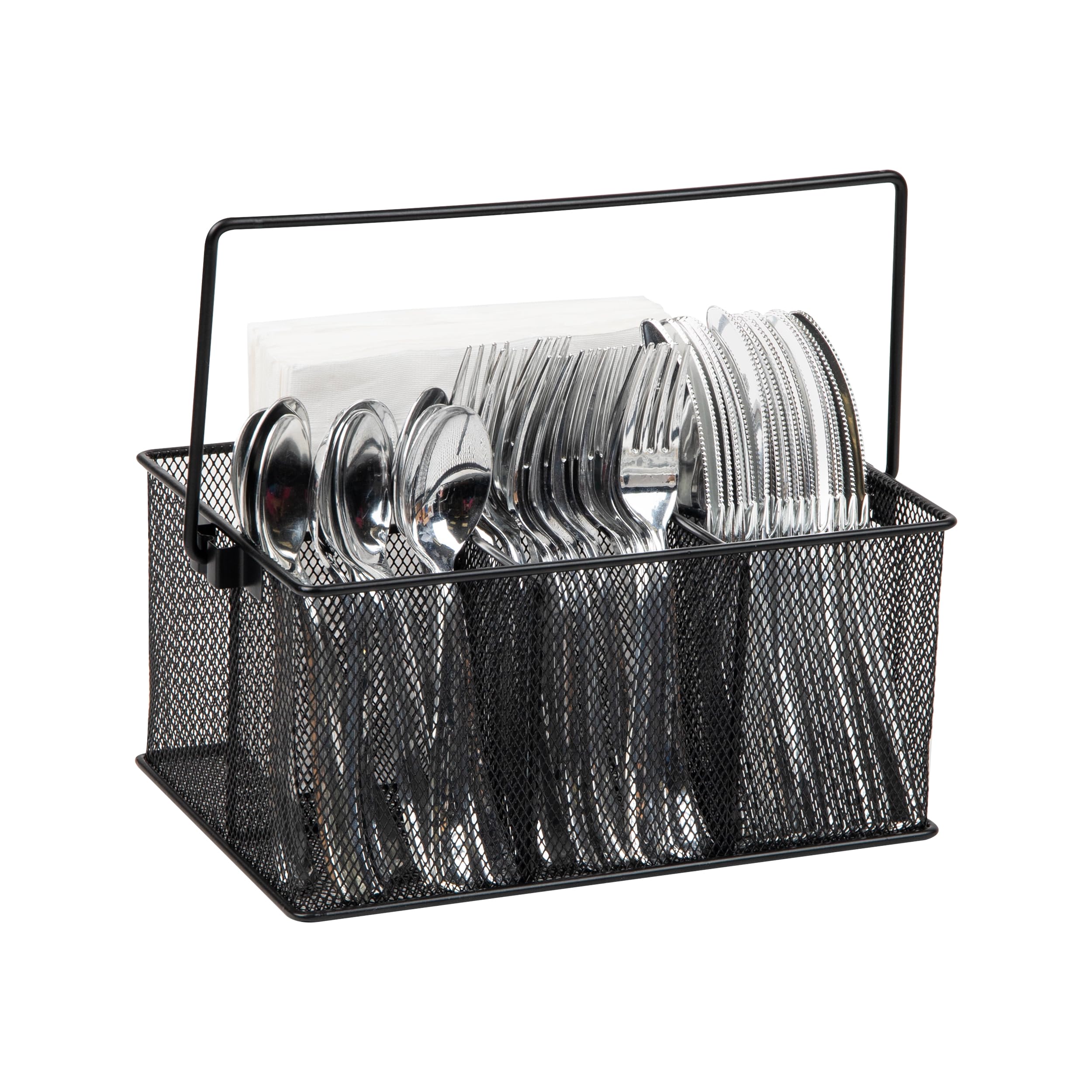 Mind Reader Utensil Holder, Silverware Organizer Caddy, Metal Mesh, 10L x 7W x 4.75H
