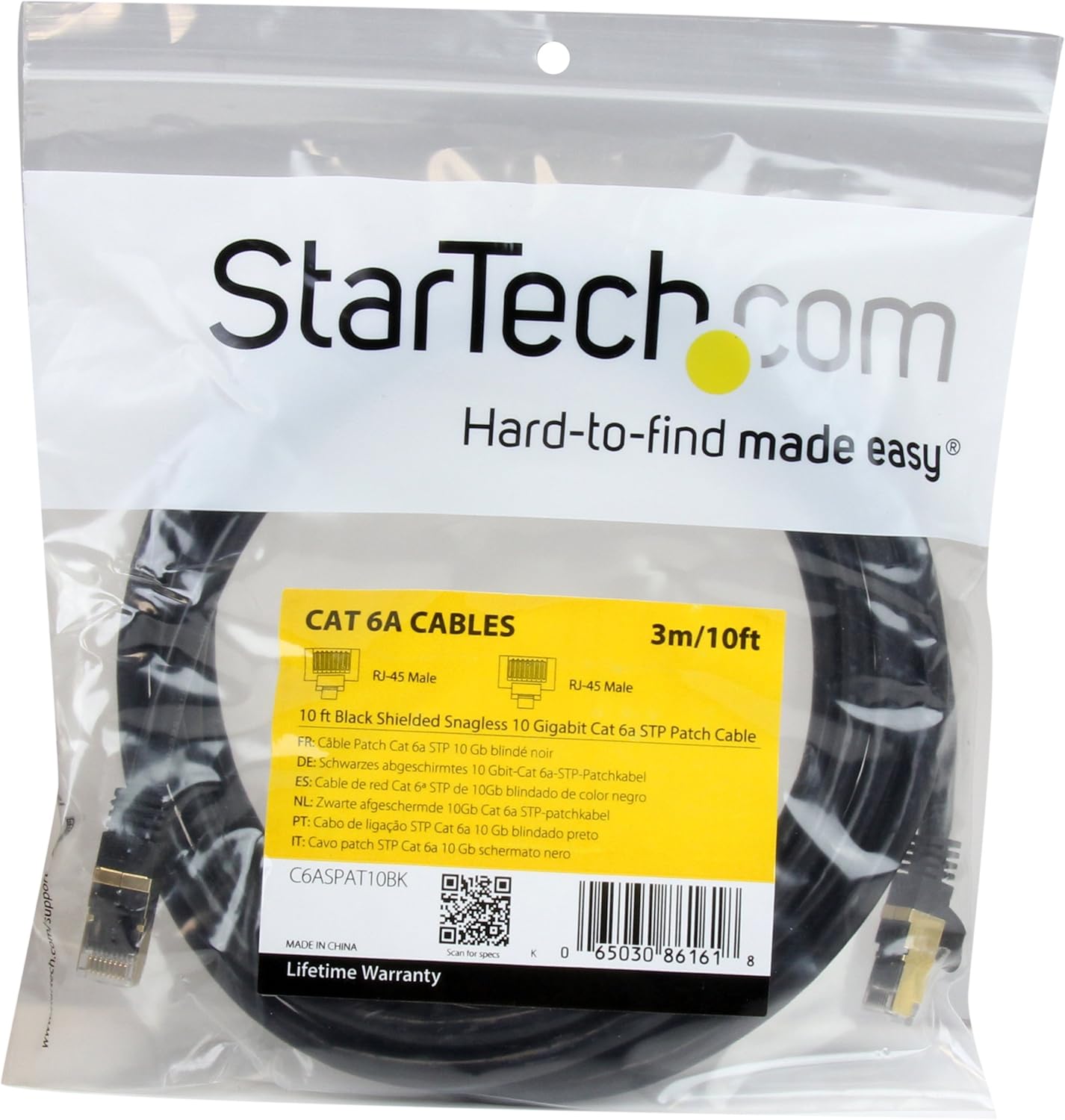 StarTech.com CAT6a Shielded Snagless RJ45 10 Gigabit Ethernet Patch Cable