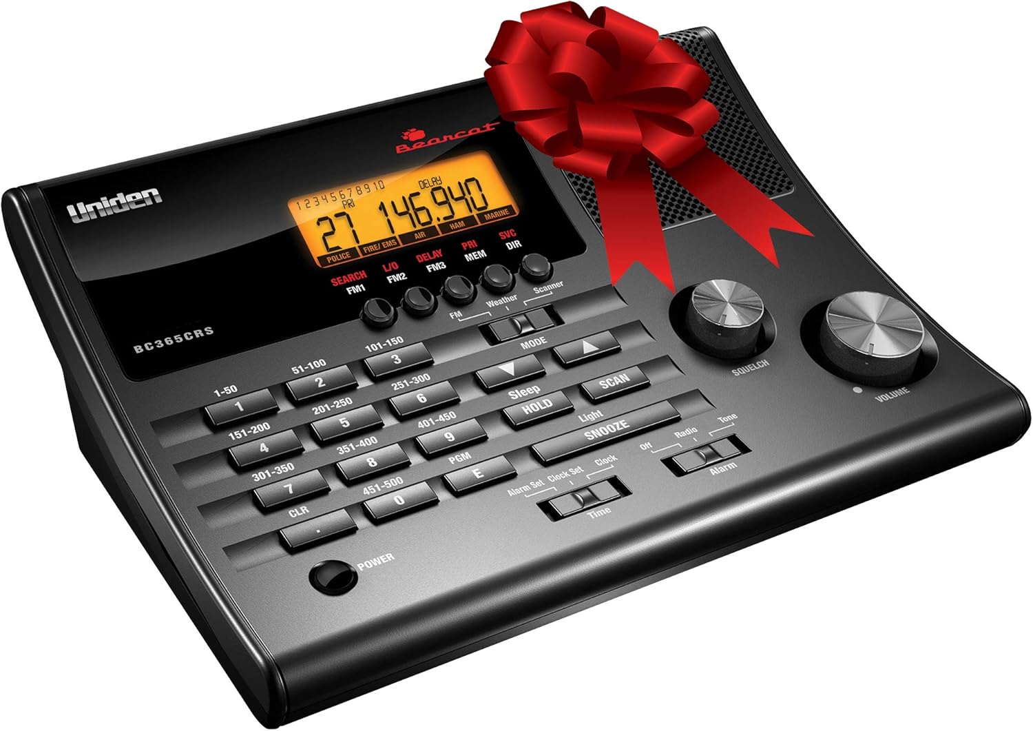 Uniden BC365CRS 500 Channel Scanner and Alarm Clock, Snooze, FM Radio, Weather Alerts, Search Bands used for Aviation