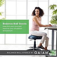 Gaiam Balance Ball Chair Stool, Half-Dome Stability Ball Adjustable Tall Office Black | 33-Inch
