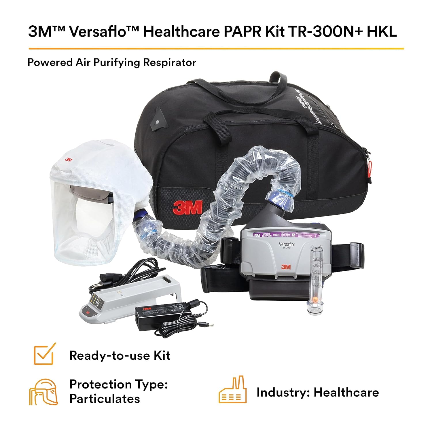 3M PAPR Respirator, Versaflo Powered Air Purifying Respirator Kit, TR-300N+ HKL, Healthcare, M/L Headcover, Lightweight