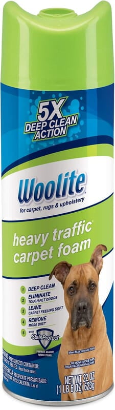 Woolite Heavy Traffic Carpet Foam Cleaner with ScotchGuard Protector, 22 Oz