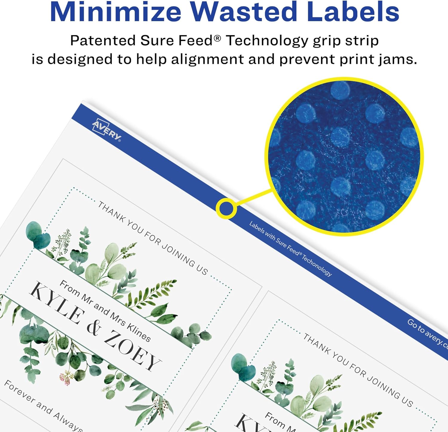 Avery Matte White Removable Square Labels, Sure Feed Technology, 4 x 4