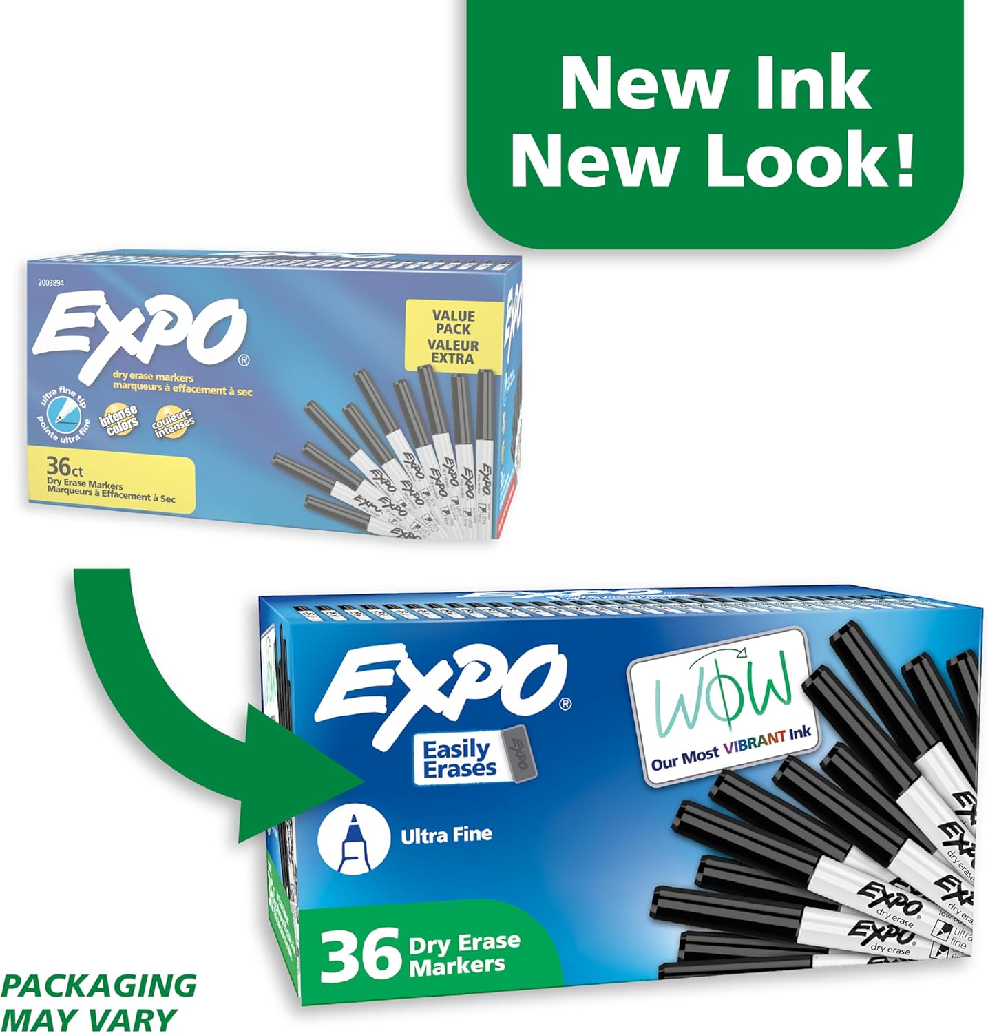 EXPO Low Odor Ultra Fine Dry Erase Markers, Black, 36 Count