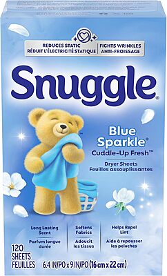 Snuggle Blue Sparkle Fabric Softener Dryer Sheets, 120 Count 120 Count (Pack of 1)