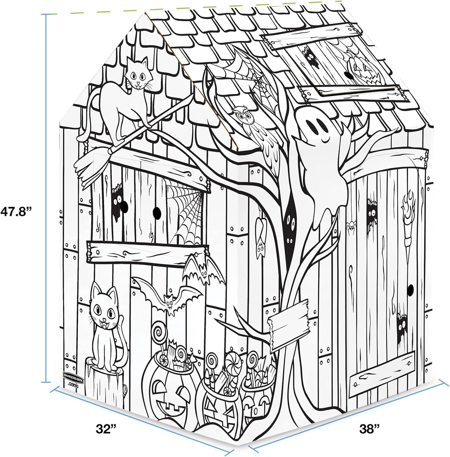 Bankers Box at Play Color in Halloween Playhouse, Cardboard Playhouse and Life Size Craft Activity for Kids and Families