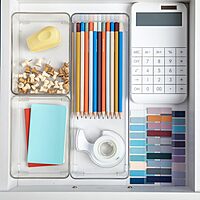 Martha Stewart Grady Stackable Plastic Storage Boxes with Lids, Set of 3