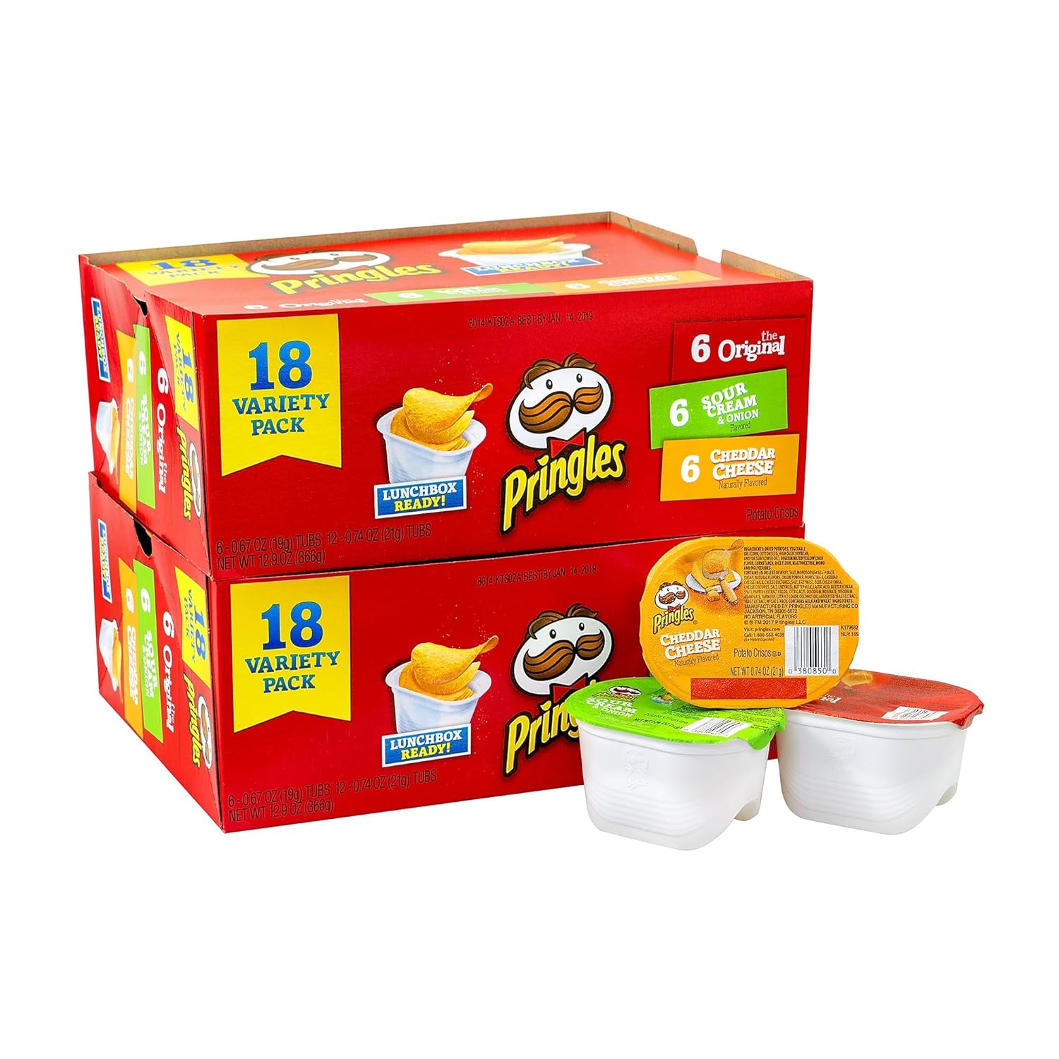 Pringles Variety Pack Potato Chips - 36 Individual Packs Snack Stacks