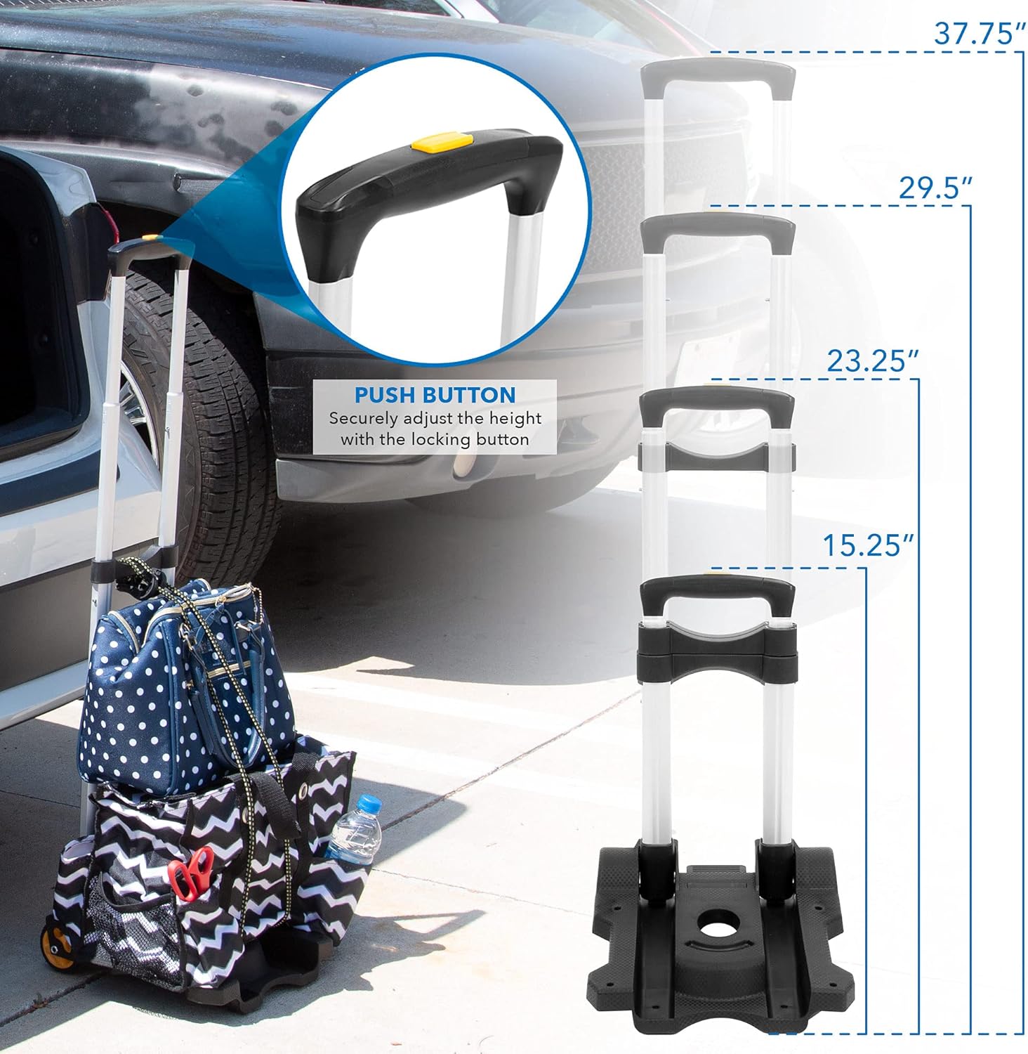 Mount-It! Luggage Cart with Wheels Foldable | Strong, Compact Luggage Cart Holds 77 Pounds - Carry Boxes