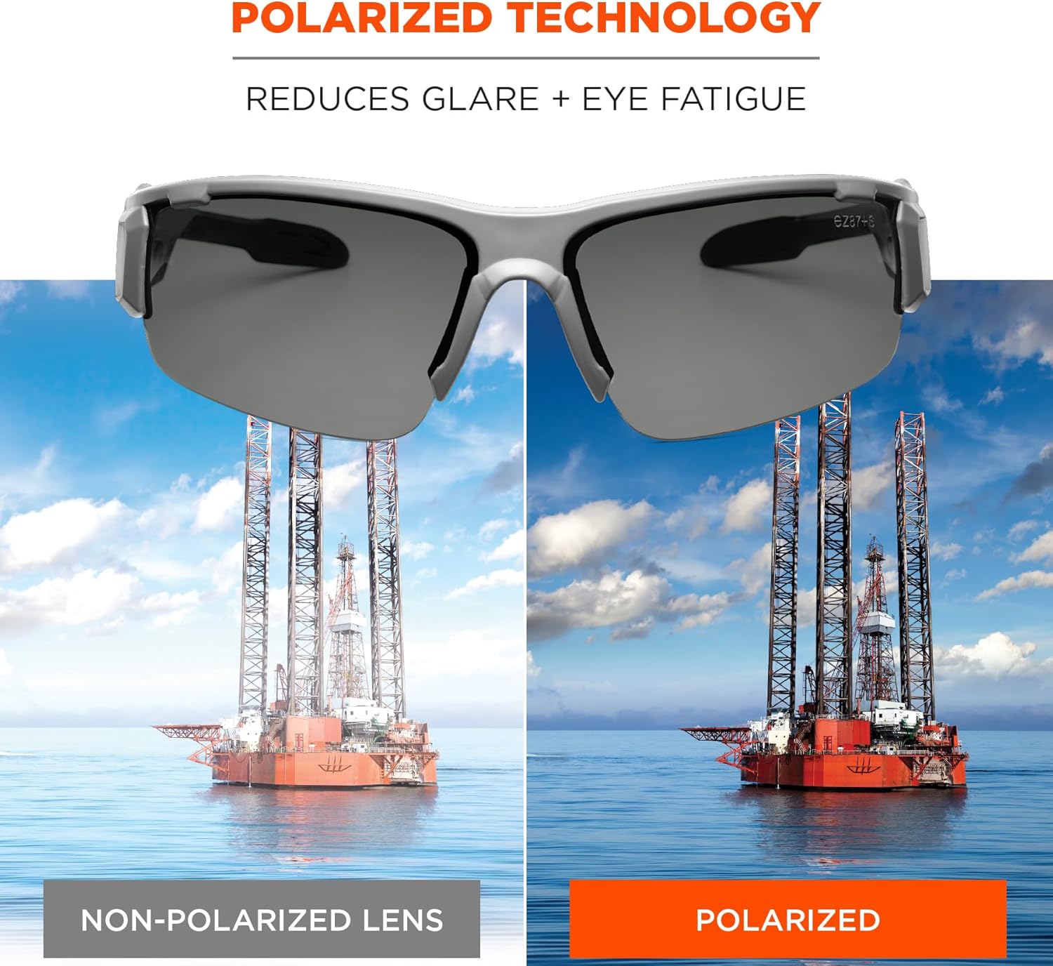 Ergodyne Skullerz Dagr Polarized Safety Sunglasses- Matte Gray Frame, Smoke Lens