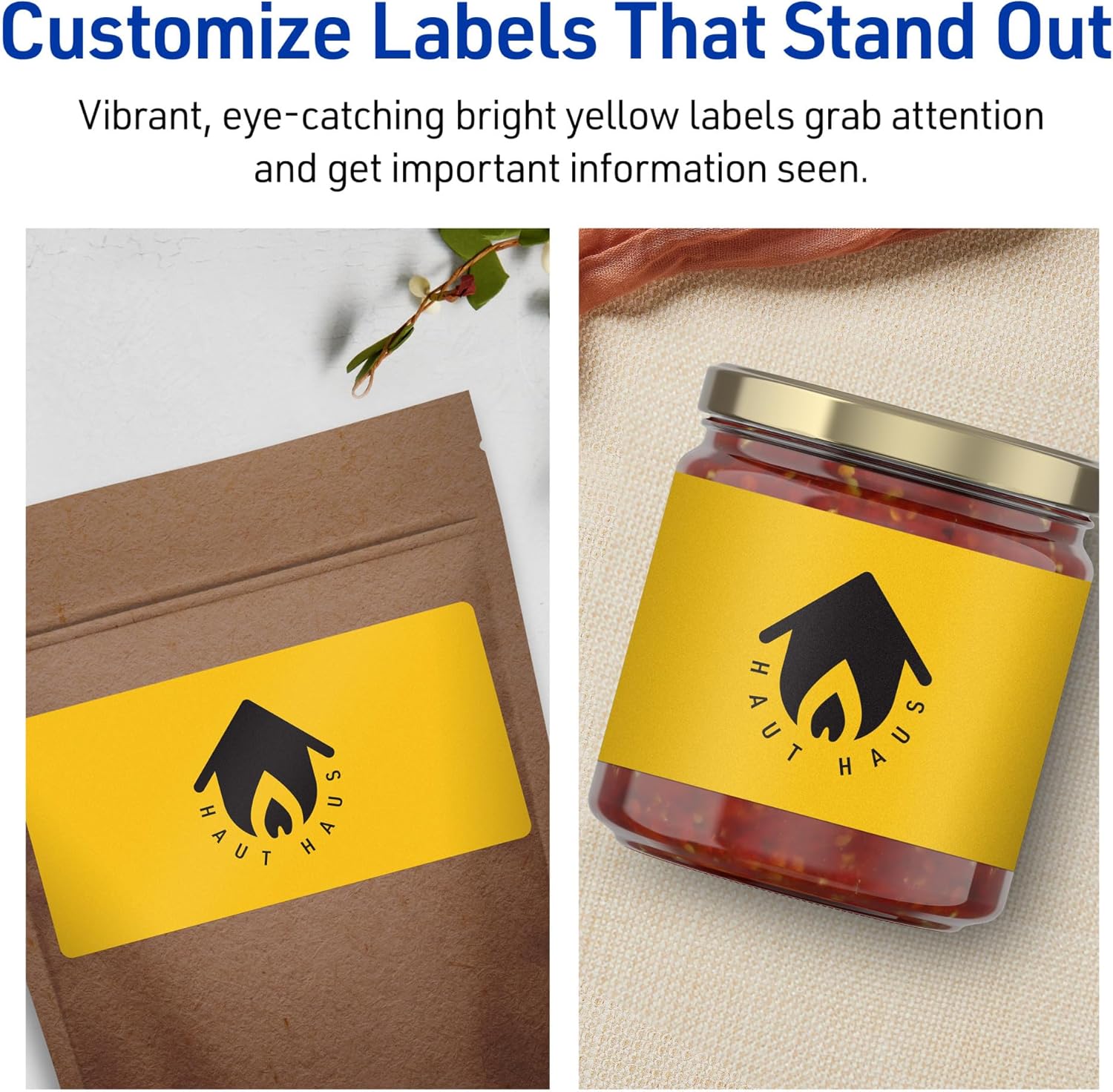 Avery Printable Rectangle Labels, Sure Feed Technology, 2-1/2" x 4", Bright Yellow Labels, Print-to-The-Edge