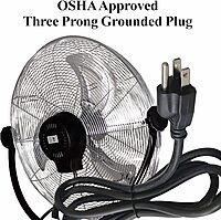 Optimus 20in Adjustable Industrial-Grade HV Oscillating Stand Fan With Chrome Grill, 30in x 24in, Black